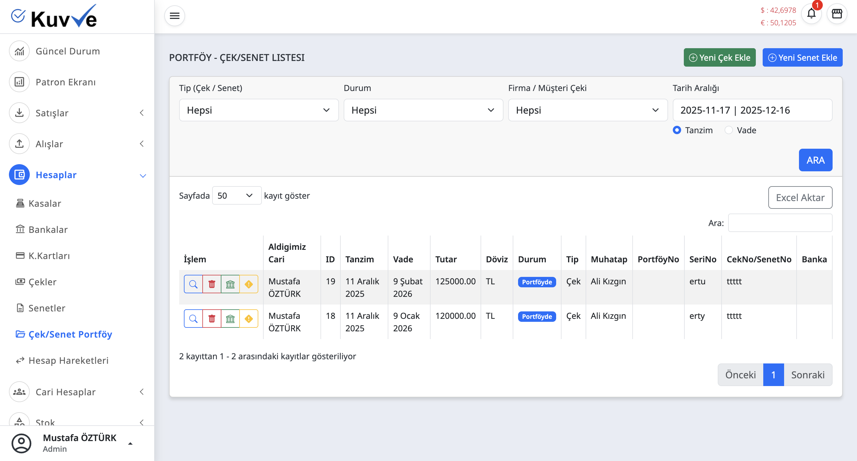 Çek/Senet ekran goruntusu 1